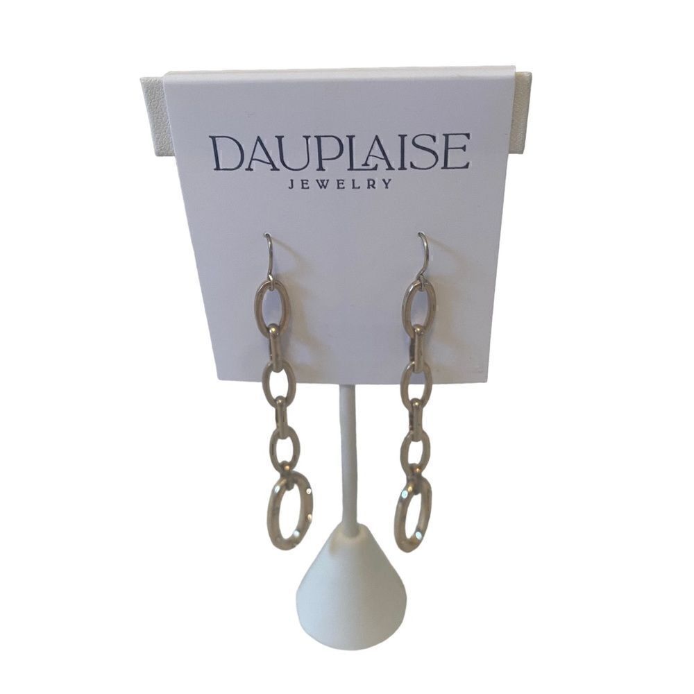 Long Drop Hammered Gold Tone & Pave Crystal Earrings.